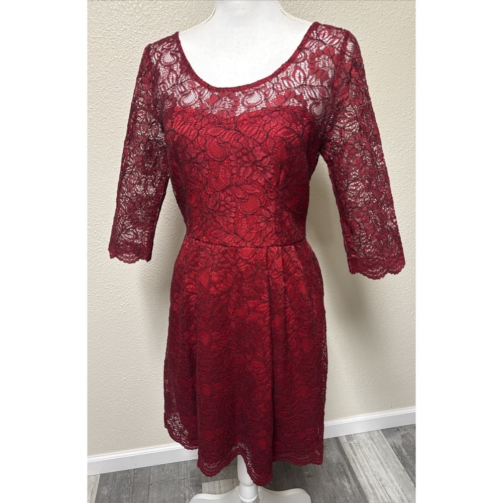 Vtg Betsey Johnson Dress Red Lace Sweeheart Cocktail Formal Holiday Event Sexy 8